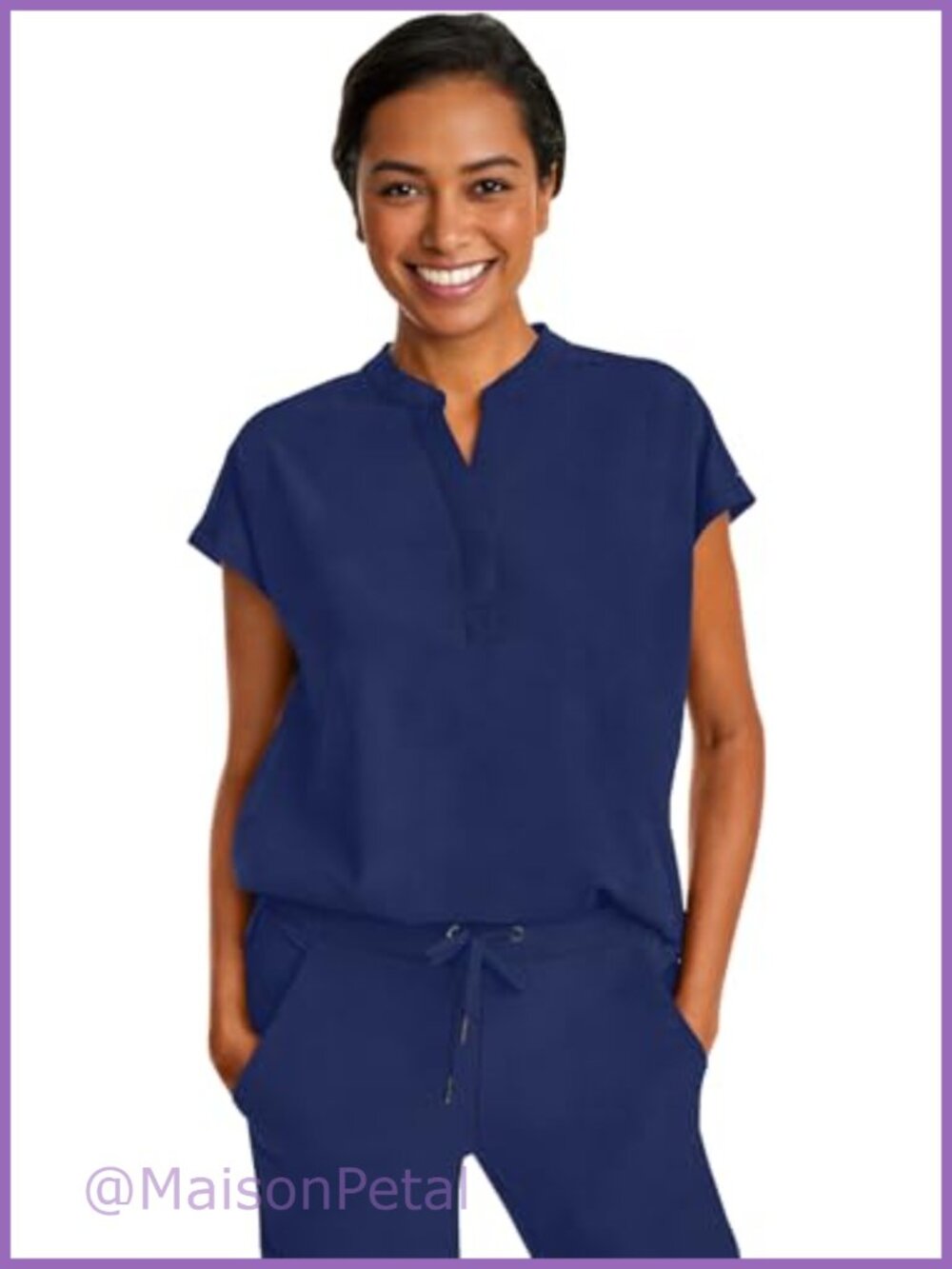 Healing Hands Journey Scrub Top Dolman Sleeves 2 Pockets Relaxed Fit Women's